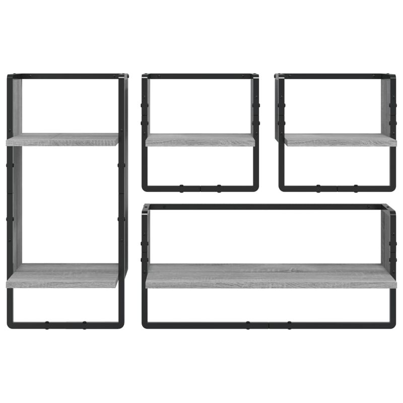 Casa si Gradina - Mobilier - Biblioteci si rafturi - Rafturi - Set rafturi perete cu bare, 4 buc., gri sonoma, lemn prelucrat - Infinity.ro