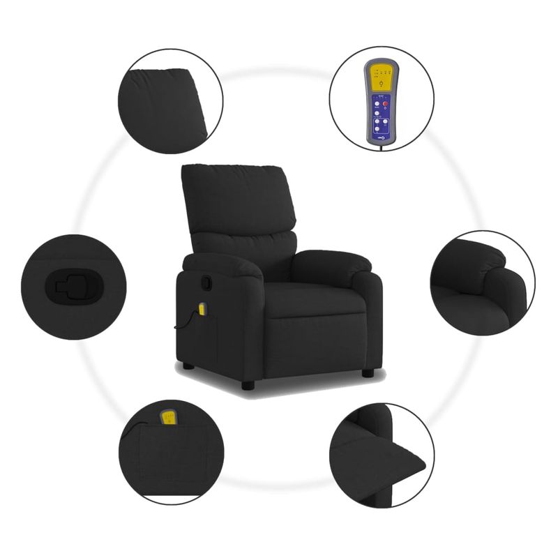 Ingrijire personala si Cosmetice - Sanatate si wellness - Articole wellness - Fotolii de masaj - Fotoliu de masaj rabatabil, negru, material textil - Infinity.ro