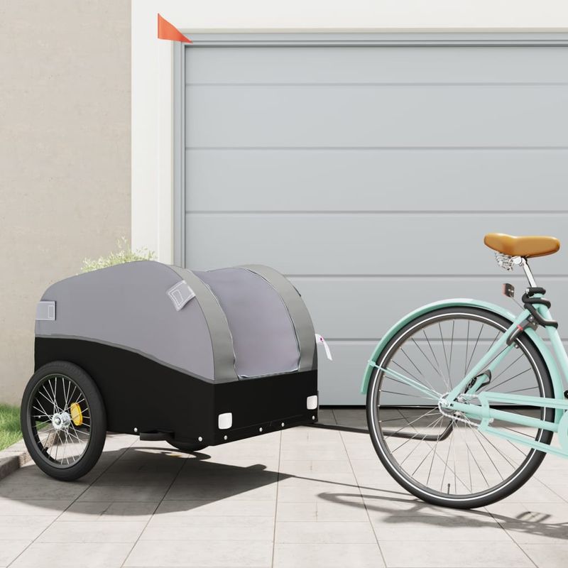 Sport si Outdoor - Ciclism - Accesorii pentru biciclete - Remorci biciclete - Remorca pentru biciclete, negru și gri, 45 kg, fier, mărime 133x68x68 cm - Infinity.ro