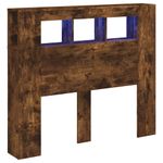 Casa si Gradina - Mobilier - Paturi si accesorii - Accesorii paturi - Tablie de pat cu LED, stejar fumuriu, 120x18,5x103,5 cm, lemn - Infinity.ro