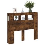 Casa si Gradina - Mobilier - Paturi si accesorii - Accesorii paturi - Tablie de pat cu LED, stejar fumuriu, 120x18,5x103,5 cm, lemn - Infinity.ro
