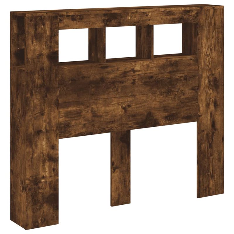 Casa si Gradina - Mobilier - Paturi si accesorii - Accesorii paturi - Tablie de pat cu LED, stejar fumuriu, 120x18,5x103,5 cm, lemn - Infinity.ro