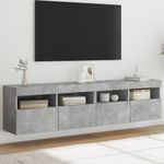 Casa si Gradina - Mobilier - Comode si corpuri - Comode - Comode TV de perete cu lumini LED 2 buc. gri beton 80x30x40 cm - Infinity.ro