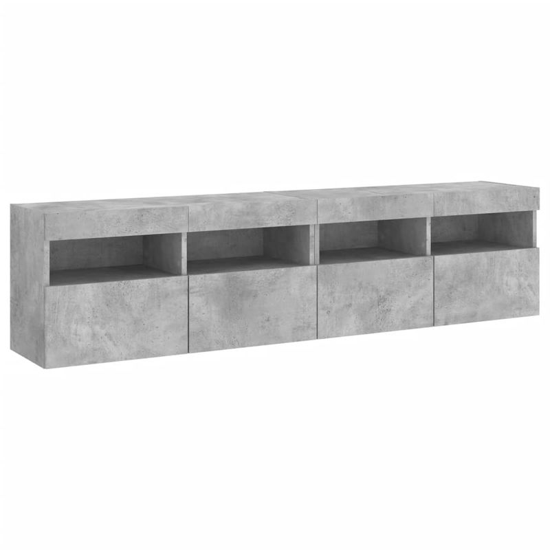 Casa si Gradina - Mobilier - Comode si corpuri - Comode - Comode TV de perete cu lumini LED 2 buc. gri beton 80x30x40 cm - Infinity.ro