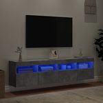 Casa si Gradina - Mobilier - Comode si corpuri - Comode - Comode TV de perete cu lumini LED 2 buc. gri beton 80x30x40 cm - Infinity.ro