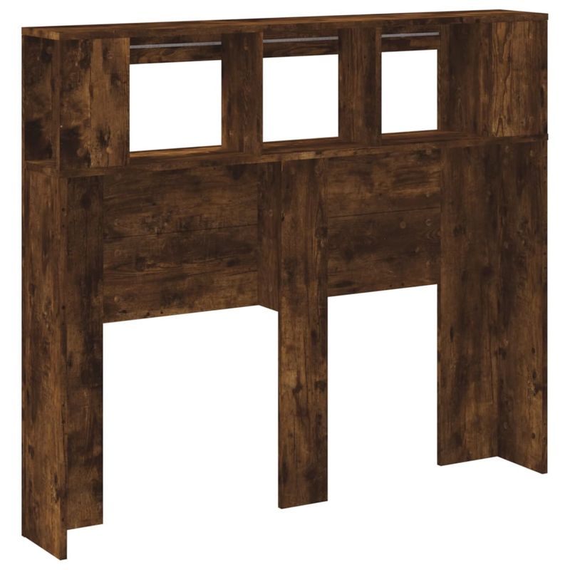 Casa si Gradina - Mobilier - Paturi si accesorii - Accesorii paturi - Tablie de pat cu LED, stejar fumuriu, 120x18,5x103,5 cm, lemn - Infinity.ro