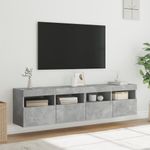 Casa si Gradina - Mobilier - Comode si corpuri - Comode - Comode TV de perete cu lumini LED 2 buc. gri beton 80x30x40 cm - Infinity.ro