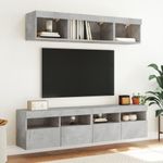 Casa si Gradina - Mobilier - Comode si corpuri - Comode - Comode TV de perete cu lumini LED 2 buc. gri beton 80x30x40 cm - Infinity.ro