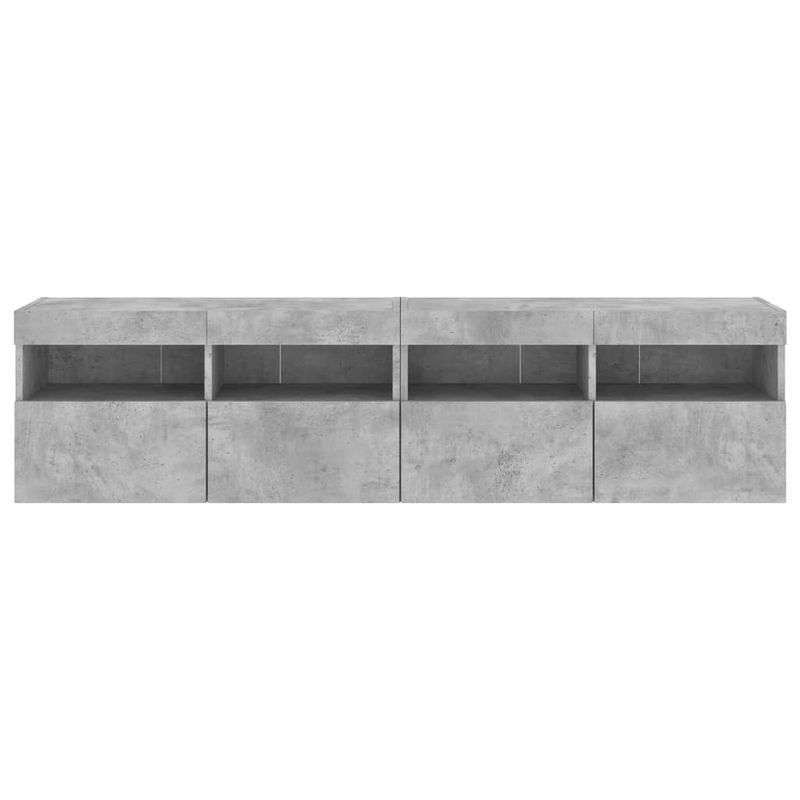 Casa si Gradina - Mobilier - Comode si corpuri - Comode - Comode TV de perete cu lumini LED 2 buc. gri beton 80x30x40 cm - Infinity.ro
