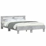 Casa si Gradina - Mobilier - Paturi si accesorii - Paturi - Cadru de pat cu tablie si LED, gri beton, 150x200 cm - Infinity.ro