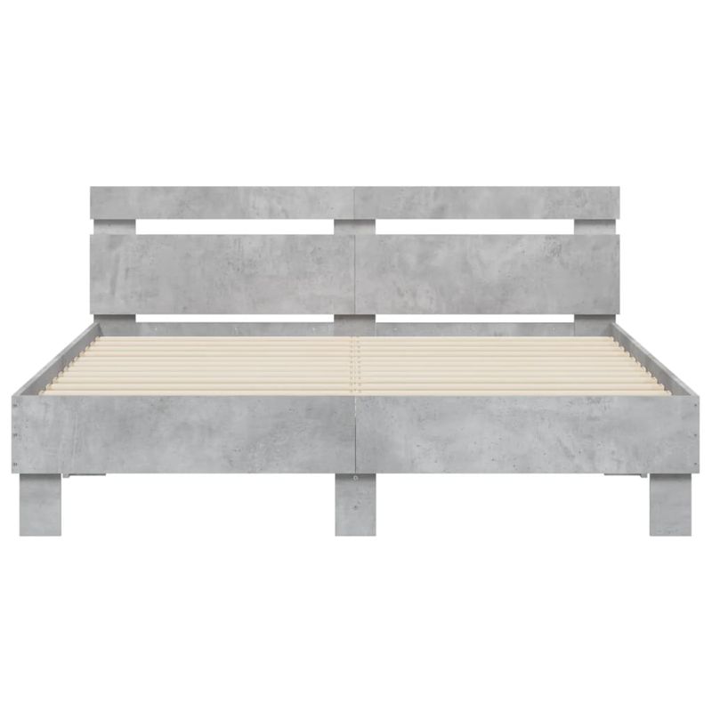 Casa si Gradina - Mobilier - Paturi si accesorii - Paturi - Cadru de pat cu tablie si LED, gri beton, 150x200 cm - Infinity.ro