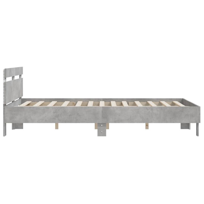 Casa si Gradina - Mobilier - Paturi si accesorii - Paturi - Cadru de pat cu tablie si LED, gri beton, 150x200 cm - Infinity.ro
