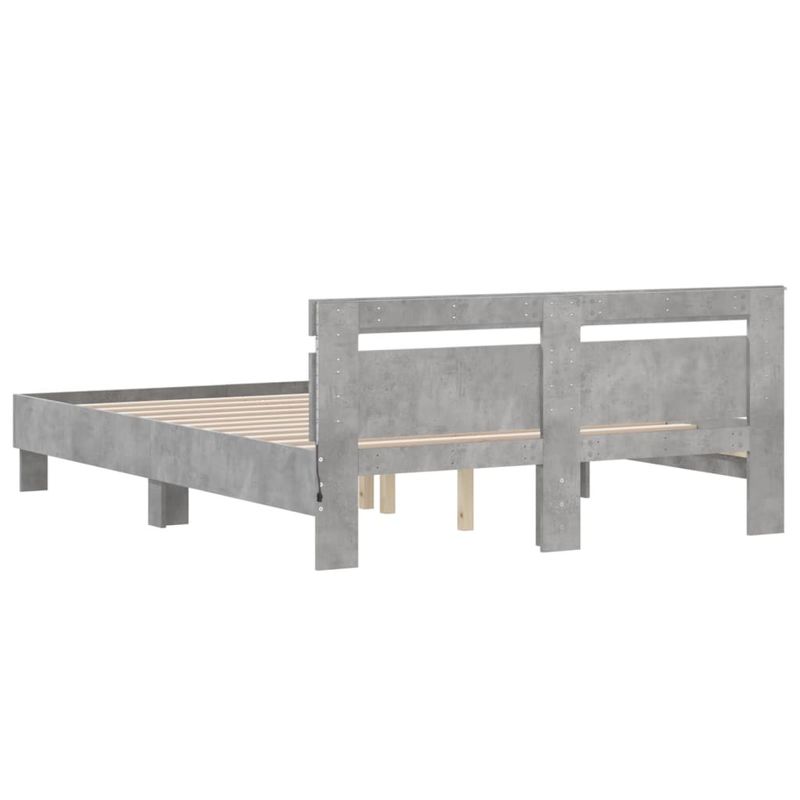 Casa si Gradina - Mobilier - Paturi si accesorii - Paturi - Cadru de pat cu tablie si LED, gri beton, 150x200 cm - Infinity.ro