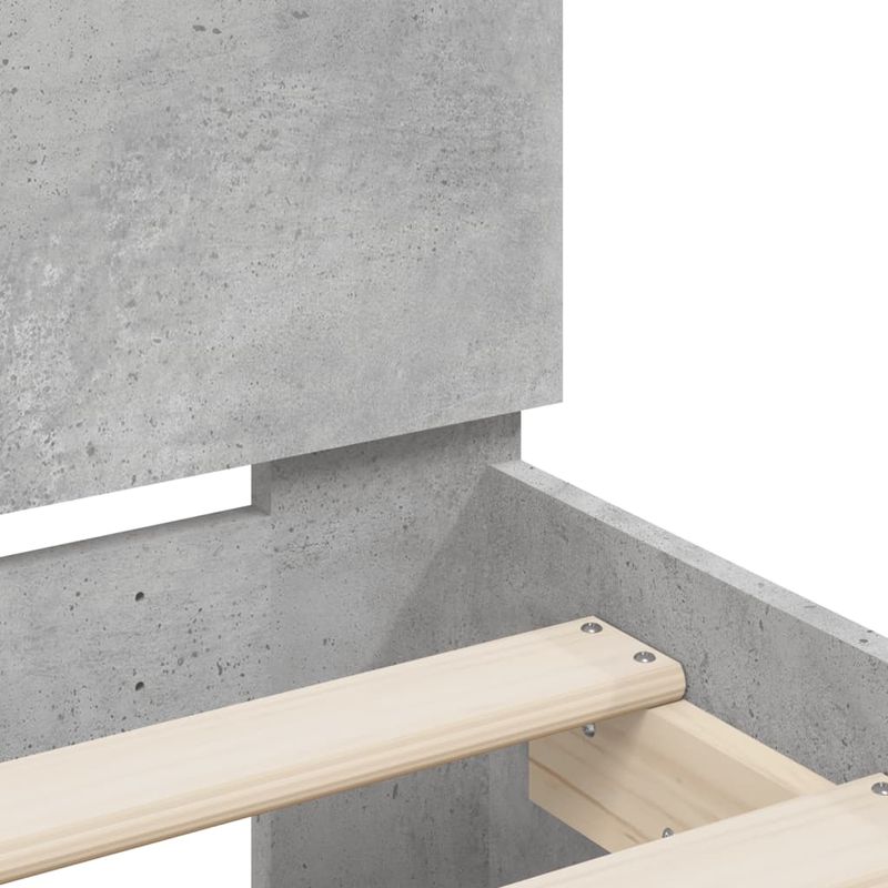 Casa si Gradina - Mobilier - Paturi si accesorii - Paturi - Cadru de pat cu tablie si LED, gri beton, 150x200 cm - Infinity.ro