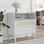 Casa si Gradina - Mobilier - Comode si corpuri - Comode - Servanta SENJA, aspect ratan alb, 80x40x80 cm, lemn masiv pin - Infinity.ro