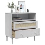 Casa si Gradina - Mobilier - Comode si corpuri - Comode - Servanta SENJA, aspect ratan alb, 80x40x80 cm, lemn masiv pin - Infinity.ro