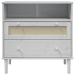 Casa si Gradina - Mobilier - Comode si corpuri - Comode - Servanta SENJA, aspect ratan alb, 80x40x80 cm, lemn masiv pin - Infinity.ro