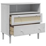 Casa si Gradina - Mobilier - Comode si corpuri - Comode - Servanta SENJA, aspect ratan alb, 80x40x80 cm, lemn masiv pin - Infinity.ro