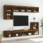 Casa si Gradina - Mobilier - Comode si corpuri - Comode - Comoda TV cu lumini LED, stejar fumuriu, 80x30x30 cm - Infinity.ro