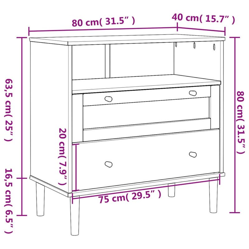 Casa si Gradina - Mobilier - Comode si corpuri - Comode - Servanta SENJA, aspect ratan alb, 80x40x80 cm, lemn masiv pin - Infinity.ro