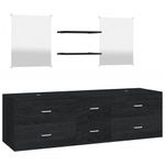 Casa si Gradina - Mobilier - Seturi de mobilier - Seturi baie - Set mobilier de baie, 5 piese, negru, lemn prelucrat - Infinity.ro