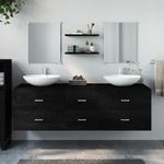 Casa si Gradina - Mobilier - Seturi de mobilier - Seturi baie - Set mobilier de baie, 5 piese, negru, lemn prelucrat - Infinity.ro