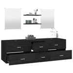 Casa si Gradina - Mobilier - Seturi de mobilier - Seturi baie - Set mobilier de baie, 5 piese, negru, lemn prelucrat - Infinity.ro