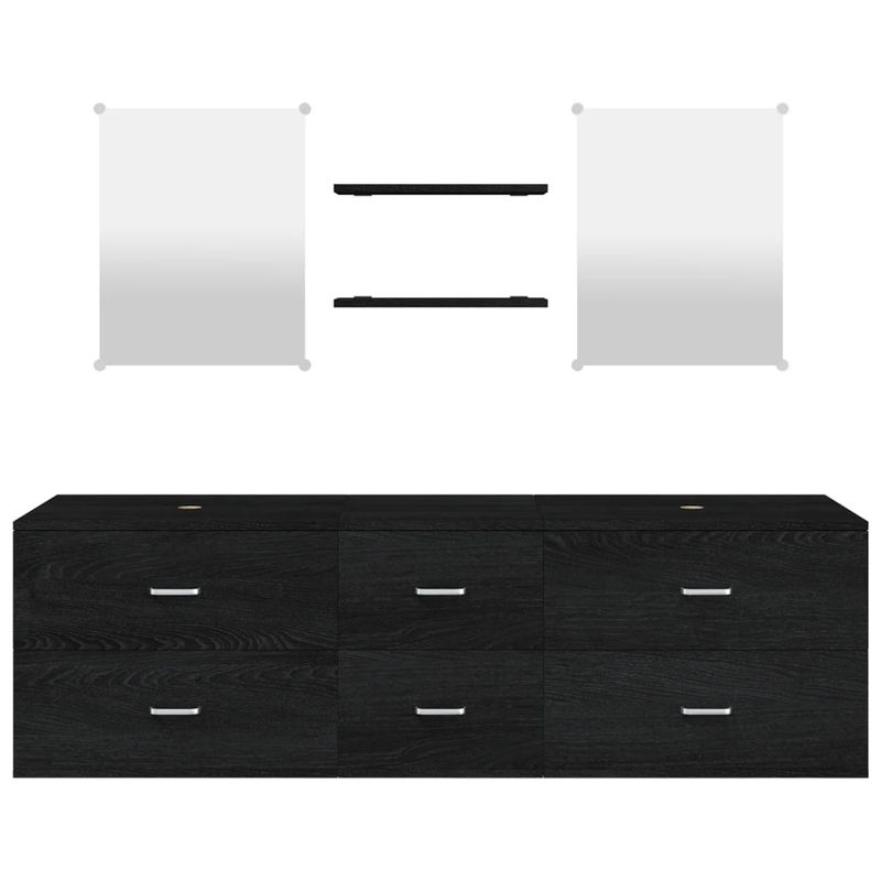 Casa si Gradina - Mobilier - Seturi de mobilier - Seturi baie - Set mobilier de baie, 5 piese, negru, lemn prelucrat - Infinity.ro
