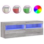 Casa si Gradina - Mobilier - Comode si corpuri - Comode - Comoda TV de perete cu LED, 2 buc, gri sonoma, 60x30x40 cm - Infinity.ro