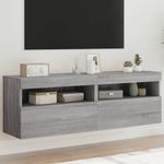Casa si Gradina - Mobilier - Comode si corpuri - Comode - Comoda TV de perete cu LED, 2 buc, gri sonoma, 60x30x40 cm - Infinity.ro