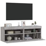 Casa si Gradina - Mobilier - Comode si corpuri - Comode - Comoda TV de perete cu LED, 2 buc, gri sonoma, 60x30x40 cm - Infinity.ro