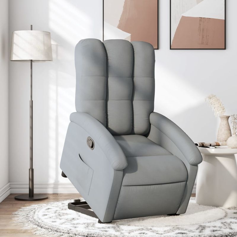 Casa si Gradina - Mobilier - Scaune si fotolii - Fotolii - Fotoliu rabatabil cu ridicare, gri deschis, material textil - Infinity.ro
