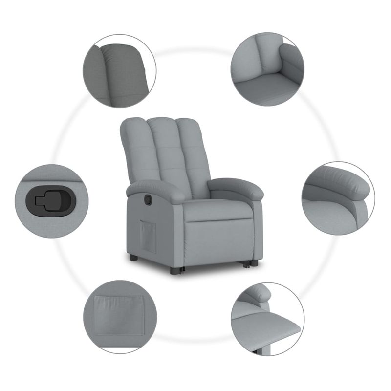 Casa si Gradina - Mobilier - Scaune si fotolii - Fotolii - Fotoliu rabatabil cu ridicare, gri deschis, material textil - Infinity.ro