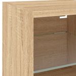 Casa si Gradina - Mobilier - Comode si corpuri - Comode - Comode TV de perete cu lumini LED 2 buc. stejar 30x28,5x30 cm - Infinity.ro