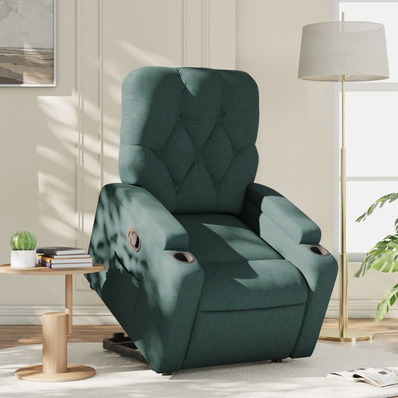 Casa si Gradina - Mobilier - Scaune si fotolii - Fotolii - Fotoliu rabatabil ridicare pe verticala, verde inchis, textil - Infinity.ro