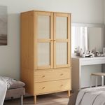 Casa si Gradina - Mobilier - Dulapuri si sifoniere - Sifoniere - Sifonier SENJA, aspect ratan maro, 90x55x175 cm, lemn masiv pin - Infinity.ro
