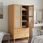 Casa si Gradina - Mobilier - Dulapuri si sifoniere - Sifoniere - Sifonier SENJA, aspect ratan maro, 90x55x175 cm, lemn masiv pin - Infinity.ro