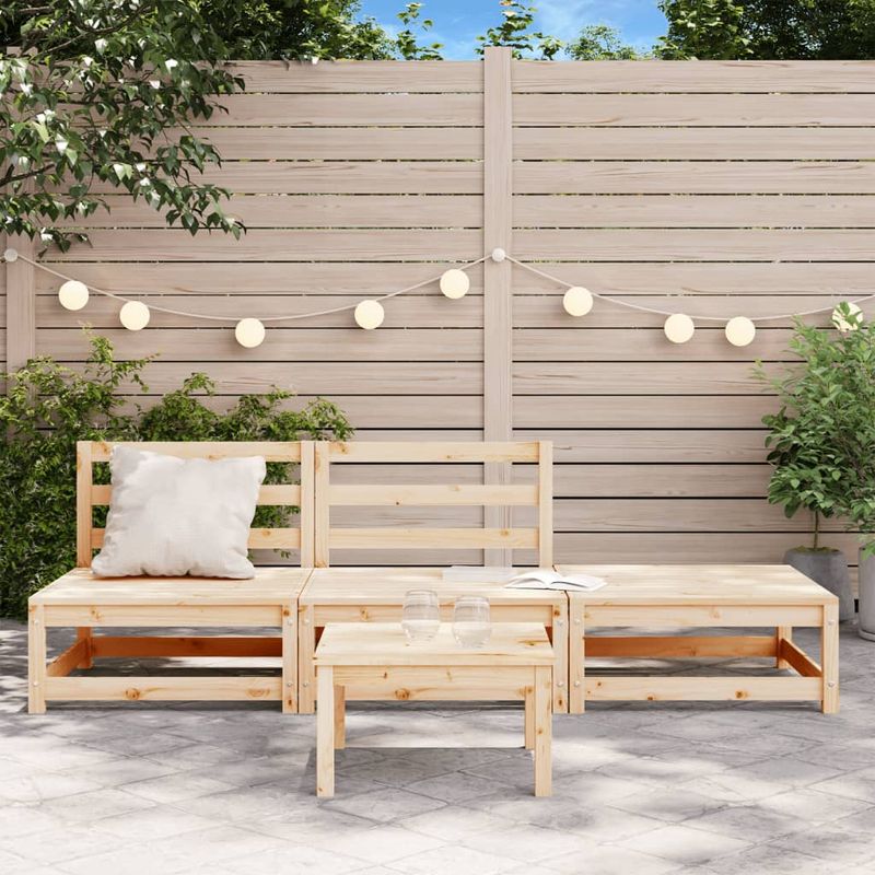 Casa si Gradina - Gradina si terasa - Mobilier exterior - Canapele si fotolii gradina - Canapea de gradina fara brate cu taburet, lemn masiv de pin, model 2x mijloc + suport pentru picioare - Infinity.ro