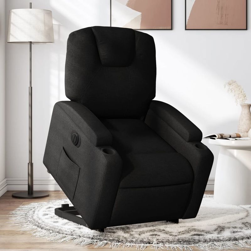 Casa si Gradina - Mobilier - Scaune si fotolii - Fotolii - Fotoliu electric rabatabil cu ridicare, negru, textil - Infinity.ro
