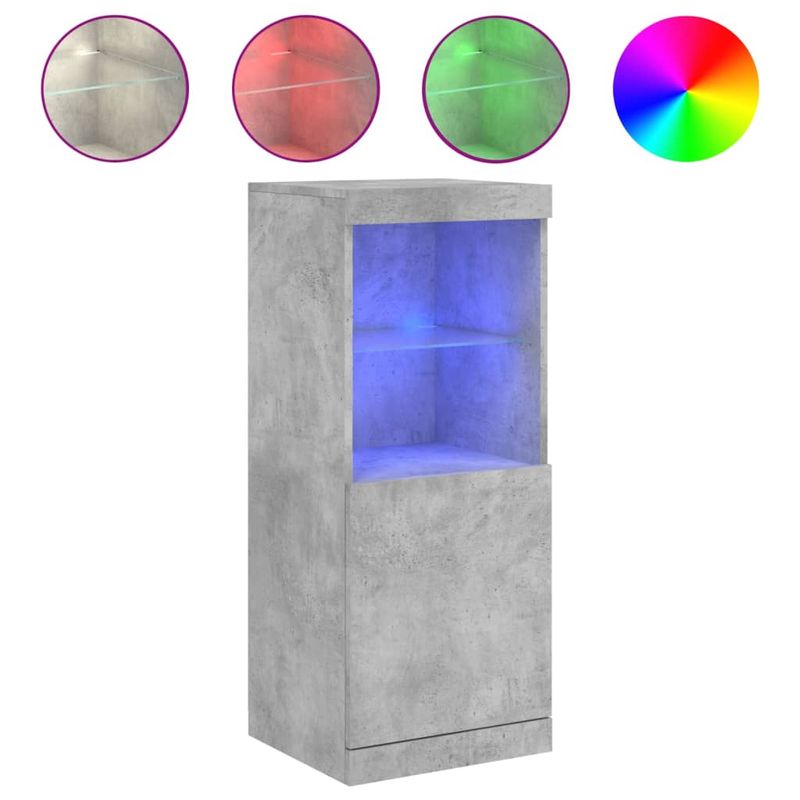 Casa si Gradina - Mobilier - Comode si corpuri - Comode - Servanta cu lumini LED, gri beton, 41x37x100 cm - Infinity.ro