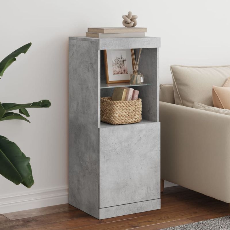 Casa si Gradina - Mobilier - Comode si corpuri - Comode - Servanta cu lumini LED, gri beton, 41x37x100 cm - Infinity.ro