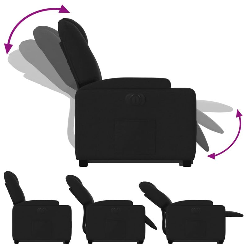 Casa si Gradina - Mobilier - Scaune si fotolii - Fotolii - Fotoliu electric rabatabil cu ridicare, negru, textil - Infinity.ro