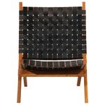 Casa si Gradina - Mobilier - Scaune si fotolii - Scaune - Scaun relaxant pliant, negru, piele naturala - Infinity.ro
