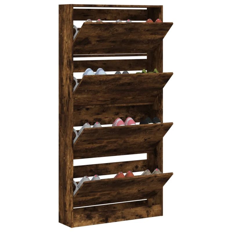 Casa si Gradina - Mobilier - Organizare si depozitare - Organizator incaltaminte - Pantofar cu 4 sertare rabatabile, stejar fumuriu, 80x21x163,5cm - Infinity.ro
