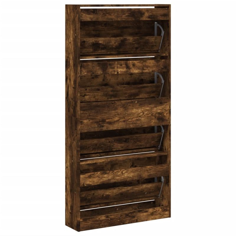 Casa si Gradina - Mobilier - Organizare si depozitare - Organizator incaltaminte - Pantofar cu 4 sertare rabatabile, stejar fumuriu, 80x21x163,5cm - Infinity.ro