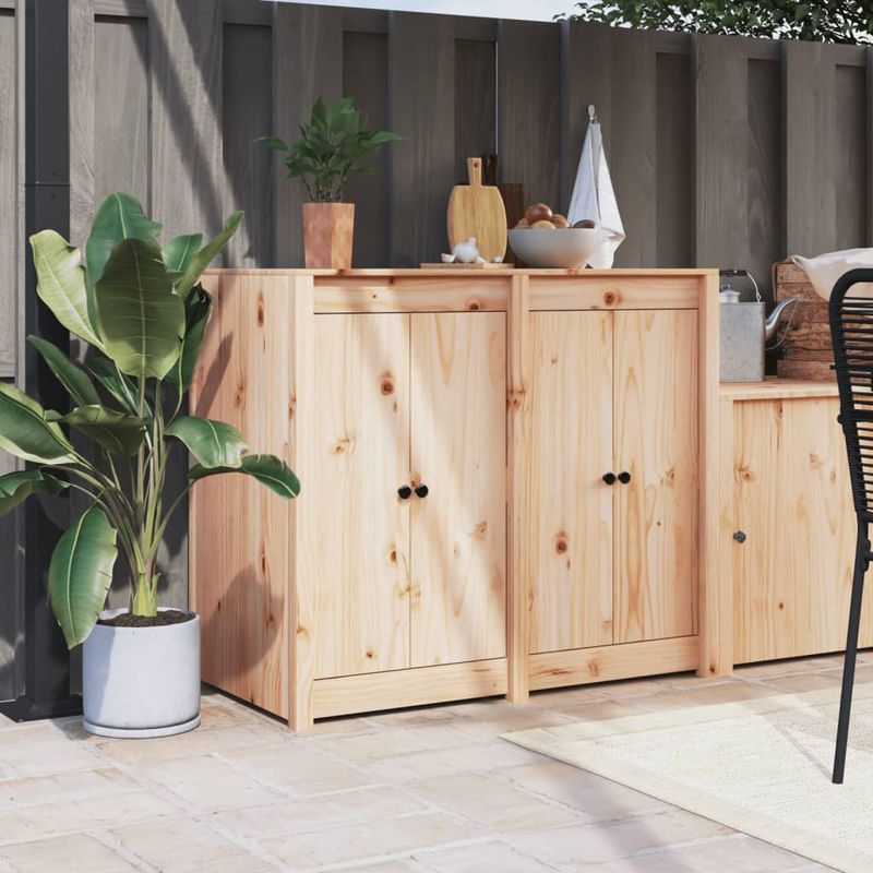Casa si Gradina - Mobilier - Comode si corpuri - Corpuri bucatarie - Dulap de bucatarie de exterior, lemn masiv de pin, mărime 106x55x92 cm, model 4 uși - Infinity.ro