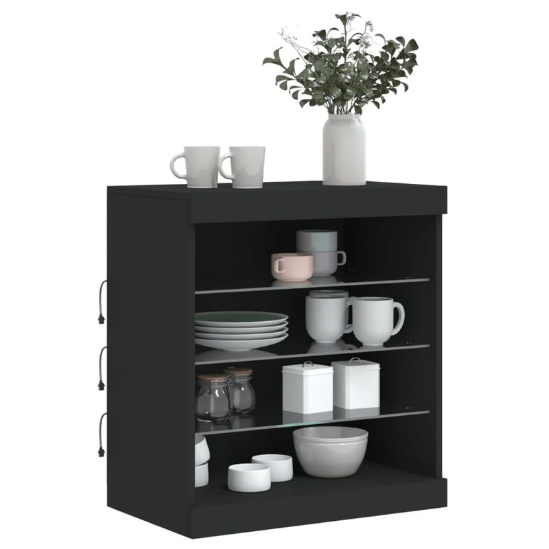 Casa si Gradina - Mobilier - Comode si corpuri - Comode - Servanta cu lumini LED, negru, 60,5x37x67 cm - Infinity.ro