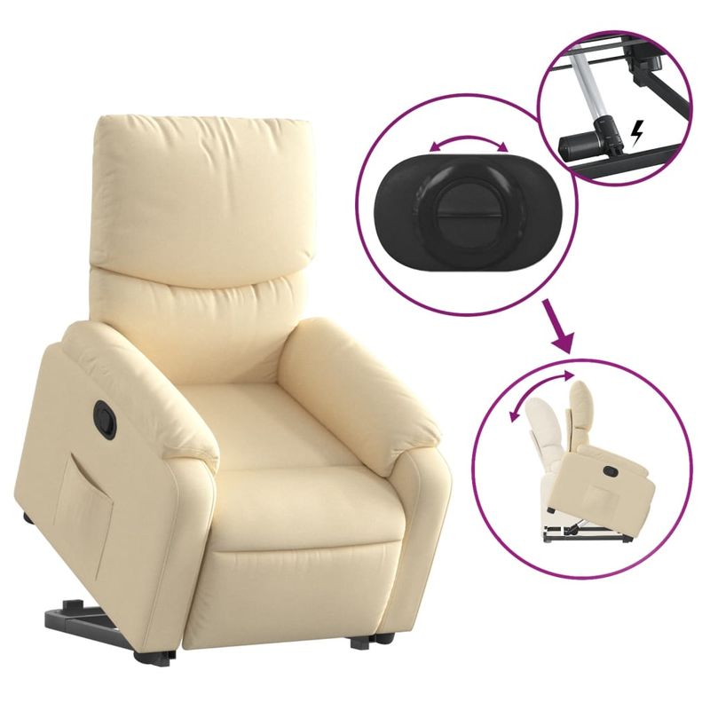 Casa si Gradina - Mobilier - Scaune si fotolii - Fotolii - Fotoliu rabatabil cu ridicare pe verticala, crem, textil - Infinity.ro
