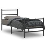 Casa si Gradina - Mobilier - Paturi si accesorii - Paturi - Cadru pat metalic cu tablii de cap/picioare  negru, 80x200 cm - Infinity.ro