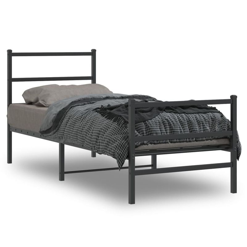 Casa si Gradina - Mobilier - Paturi si accesorii - Paturi - Cadru pat metalic cu tablii de cap/picioare  negru, 80x200 cm - Infinity.ro